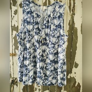 MICHAEL KORS SLEEVELESS XL TIE NECK NAVY AND WHITE